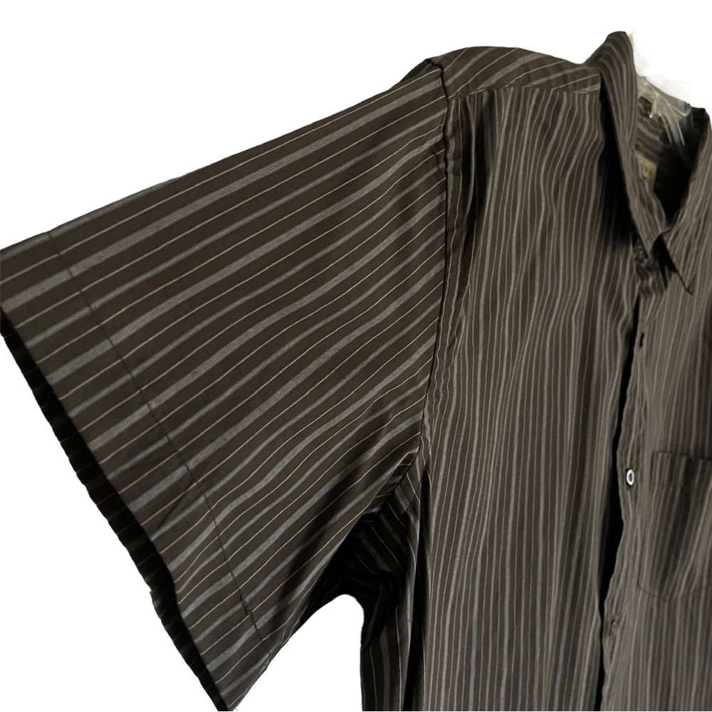 Brown Multi-Color Bus-Casual Dress-Code Friendly Office Attire Pin-Stripe Shirt